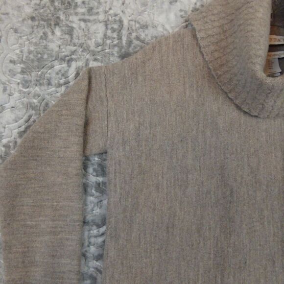 Ellen Tracy Sweater Womens Large Brown 100% Merino Wool Cowl Neck Strap Wrap - Picture 4 of 10